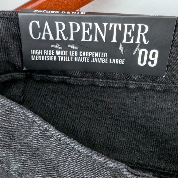 High rise wide leg carpenter black jeans size 9 - Picture 7 of 8